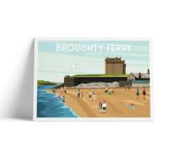 Broughty Ferry Scotland Travel Poster Beach & Castle Wall Art - thumbnail 1