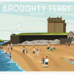 Broughty Ferry Scotland Travel Poster Beach & Castle Wall Art - thumbnail 2