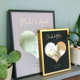 Personalised Foil & Digital Map Print - Custom Location Wall Art Engagement Wedding Anniversary Gift Any City, Country