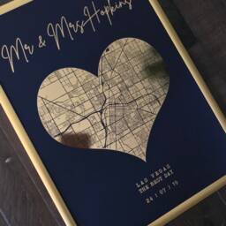 Personalised Foil & Digital Map Print - Custom Location Wall Art Engagement Wedding Anniversary Gift Any City, Country - thumbnail 2