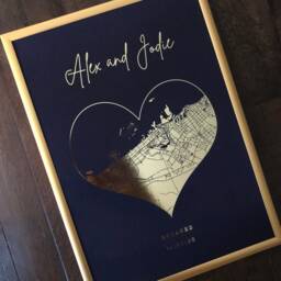Personalised Foil & Digital Map Print - Custom Location Wall Art Engagement Wedding Anniversary Gift Any City, Country - thumbnail 3