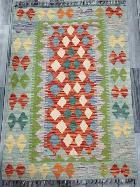 Kilim Rug Multicolour, Handmade Artisan Afghan Turkish Scandinavian Navajo Bohemian Flatweave Wool Multicolour 123x86 cm - image 1