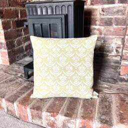 1413. Iris Meadow - Block Print, Handmade 100% Cotton Cushion Cover - thumbnail 1