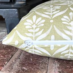 1413. Iris Meadow - Block Print, Handmade 100% Cotton Cushion Cover - thumbnail 2