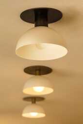Modern Brass & White Flush Mount Ceiling Light , Mid Century Sputnik Chandelier Fixture - thumbnail 1