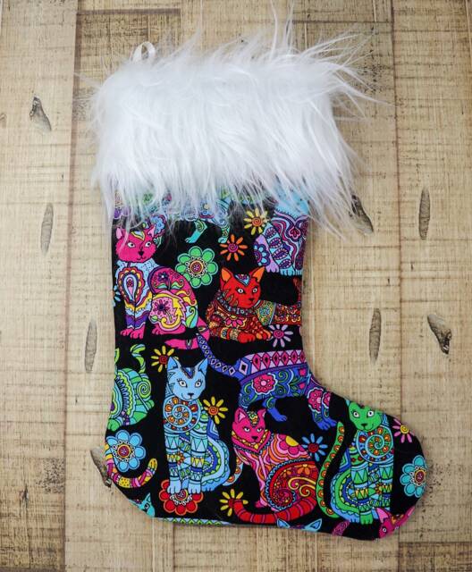 Colourful Cat Christmas Stocking Gift For Lover - image 1