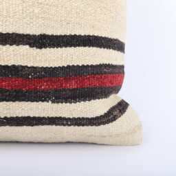 Handwoven Turkish Kilim Pillow Cover Striped Boho Throw, 14x14 - thumbnail 2