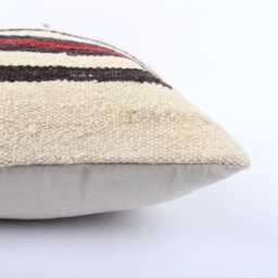 Handwoven Turkish Kilim Pillow Cover Striped Boho Throw, 14x14 - thumbnail 4