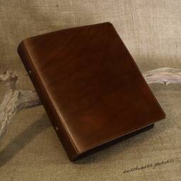 A5 Dark Brown Leather 2 Ring Binder With Antique Finish, Full Grain Presentation Folder, Planner, Guestbook, Free Personalisation - thumbnail 2