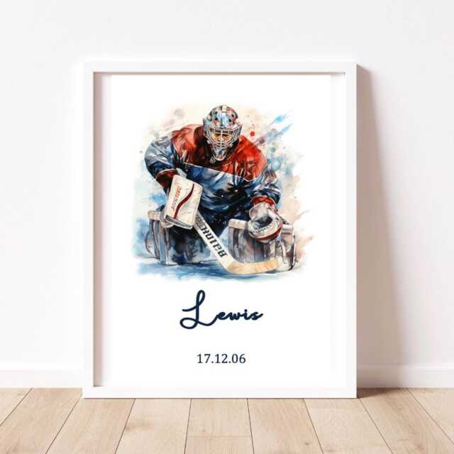 Personalised Ice Hockey Print, Gift, Hockey Goalkeeper Print - image 1
