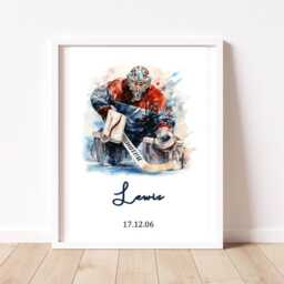 Personalised Ice Hockey Print, Gift, Hockey Goalkeeper Print - thumbnail 1