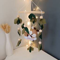 Woodland Deer Baby Mobile, Felt Forest Nursery Decor - thumbnail 3