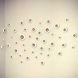 3D Black & Copper Metallic Wall Art Pods Modern Sculptural Installation, Set Of 60 - thumbnail 4