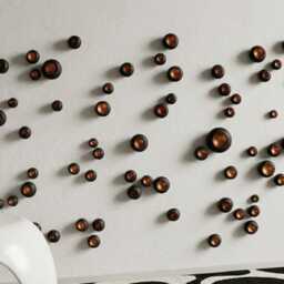 3D Black & Copper Metallic Wall Art Pods Modern Sculptural Installation, Set Of 60 - thumbnail 3