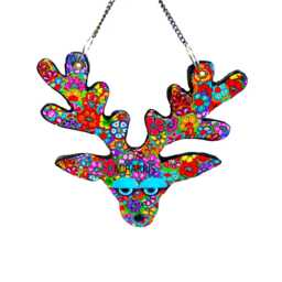 "Whimsical Deer Wall Art, Iridescent Polymer Clay - 6"" X 4" - thumbnail 2