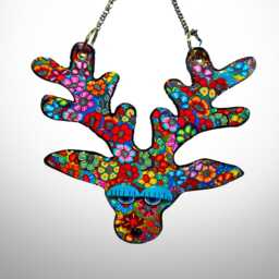 "Whimsical Deer Wall Art, Iridescent Polymer Clay - 6"" X 4" - thumbnail 1