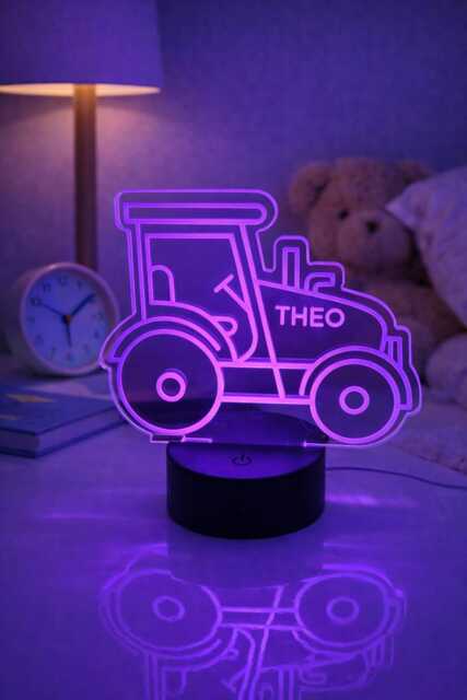 Personalised Tractor Multi Colour Night Light For Kids - Transport Bedroom Decor - image 1