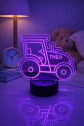 Personalised Tractor Multi Colour Night Light For Kids - Transport Bedroom Decor