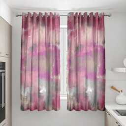 Pink & Gray Abstract Watercolor Curtains, Modern Window Treatment, Living Room & Bedroom Drapes, Custom Curtain Panels - thumbnail 3