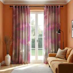 Pink & Gray Abstract Watercolor Curtains, Modern Window Treatment, Living Room & Bedroom Drapes, Custom Curtain Panels - thumbnail 2