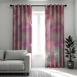 Pink & Gray Abstract Watercolor Curtains, Modern Window Treatment, Living Room & Bedroom Drapes, Custom Curtain Panels
