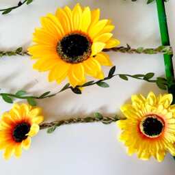 Sunflower Wall Hanging Boho Floral Decor, Living Room Art - thumbnail 2