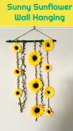 Sunflower Wall Hanging Boho Floral Decor, Living Room Art - thumbnail 1