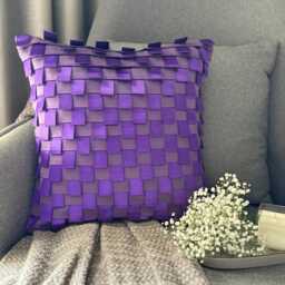 Purple Faux Suede, Striped Ribbon Pintucks Pattern, Modern Throw Pillow Cover/Euro Sham - Harmony - thumbnail 3
