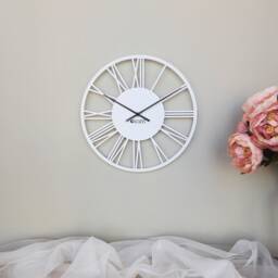 Rome Metal Wall Clock - Classic Roman Numerals White Round Design - thumbnail 2