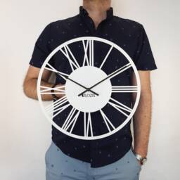 Rome Metal Wall Clock - Classic Roman Numerals White Round Design - thumbnail 1