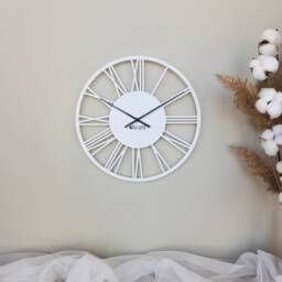 Rome Metal Wall Clock - Classic Roman Numerals White Round Design - thumbnail 3