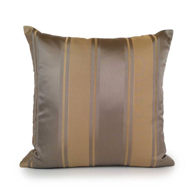 Warm Grey Pillow, Throw Pillow Cover, Decorative Cushion Covers, Accent Golden Tan Striped 100% Silk - image 1
