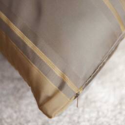 Warm Grey Pillow, Throw Pillow Cover, Decorative Cushion Covers, Accent Golden Tan Striped 100% Silk - thumbnail 4