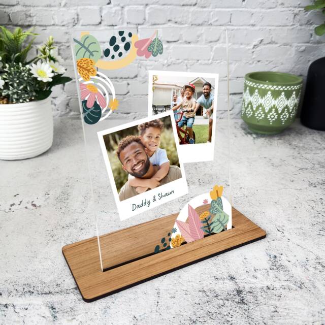 Floral White Frame Photos Gift For Dad Personalised Acrylic Plaque - Gift, Custom - image 1