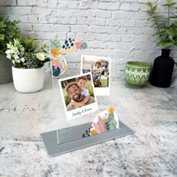 Floral White Frame Photos Gift For Dad Personalised Acrylic Plaque - Gift, Custom - thumbnail 3