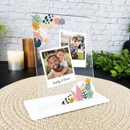 Floral White Frame Photos Gift For Dad Personalised Acrylic Plaque - Gift, Custom - thumbnail 2