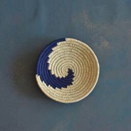 Sabai Handwoven Grass Basket-Made in India-African Wall Hanging-Seagrass Art-Abstract Design-Midnight Blue, Living Room Art, Home Office - thumbnail 2