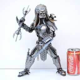 Scrap Metal Predator Sculpture, Handmade Recycled Steel Art, One-Of-A-Kind Easter Day Gift For Him - thumbnail 3