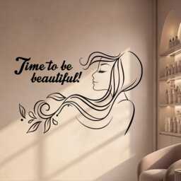 Time To Be Beautiful Vinyl Wall Decal Inspirational Quote Beauty Spa Hair Salon Woman Stickers Mural - #2955Di - thumbnail 2