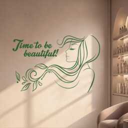 Time To Be Beautiful Vinyl Wall Decal Inspirational Quote Beauty Spa Hair Salon Woman Stickers Mural - #2955Di - thumbnail 1