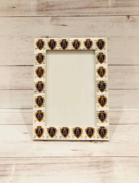 Purple Heart Postage Stamp Frame - Holds 4x6 Photo - image 1