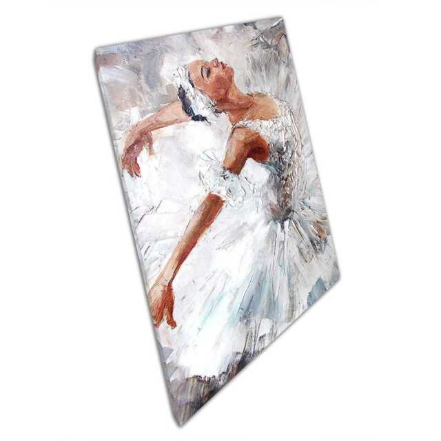 Elegant Ballet Dancer Oil Painting White Canvas Wall Art Print For Home & Office Decor - image 1