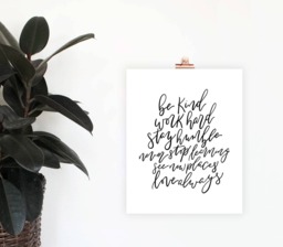 Be Kind, Work Hard, Stay Humble Print, Digital Download, Inspirational Quote, Home Decor, Minimalist Office Lettered Wall Art - thumbnail 1