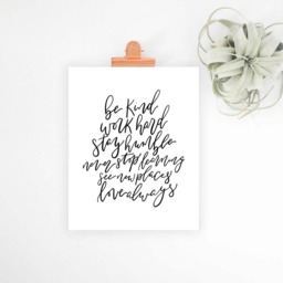 Be Kind, Work Hard, Stay Humble Print, Digital Download, Inspirational Quote, Home Decor, Minimalist Office Lettered Wall Art - thumbnail 2