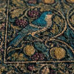C.f.a. Voysey Inspired Bird & Berry Doormat - Arts & Crafts Botanical Coir Welcome Mat - thumbnail 2