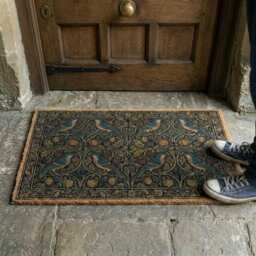 C.f.a. Voysey Inspired Bird & Berry Doormat - Arts & Crafts Botanical Coir Welcome Mat - thumbnail 3