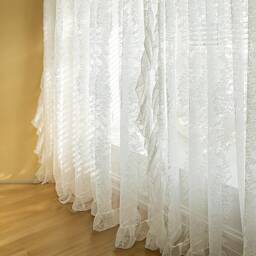 Romantic Sheer Curtain Embroidered Floral Ruffles Drape, Rod Pocket - thumbnail 3