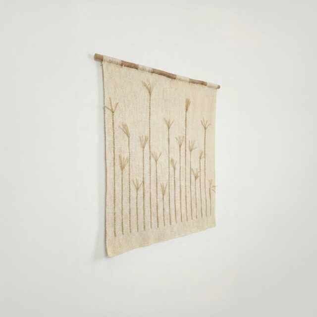 Natural Denti Di Leone - Handwoven Wool Botanical Tapestry Dandelion Seed Boho Wall Art - image 1