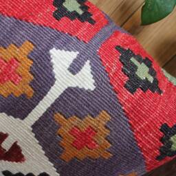40cm - 16Inch Stunning Kilim Pillow Cover - Antique Slit Weave Nomadic Style Handwoven Rug Cushion - thumbnail 3