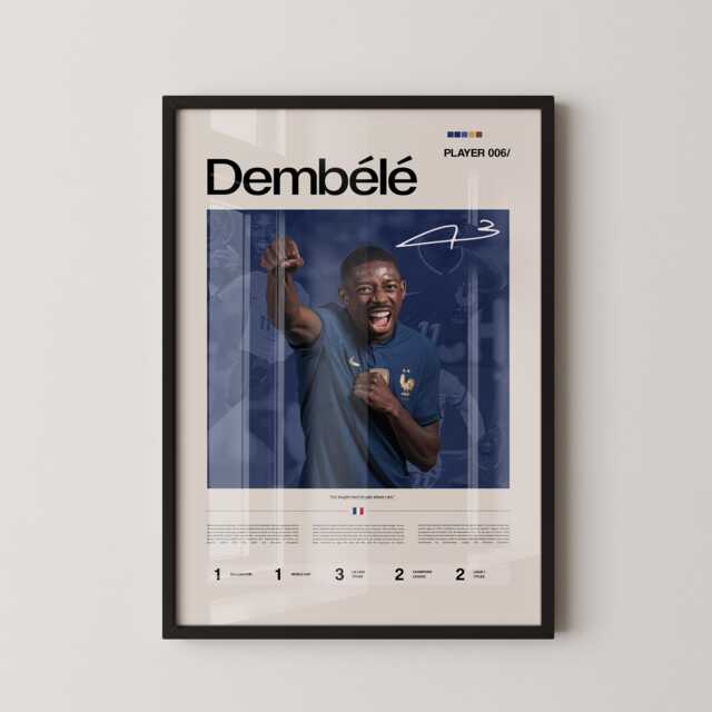 Ousmane Dembele France Poster, Football Wall Art, Soccer Print, Stats World Cup Gift, Sports Decor - image 1